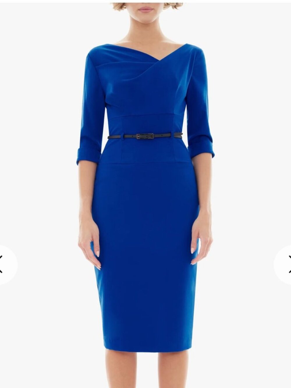 Black Halo Jackie O 3/4 sleeve dress in colbalt